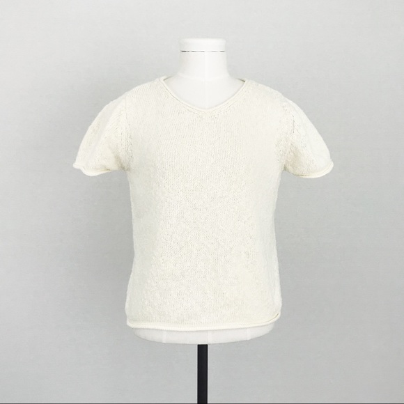 Vintage Linen-Blend Knit Top in Ivory  | Size M - Picture 1 of 9
